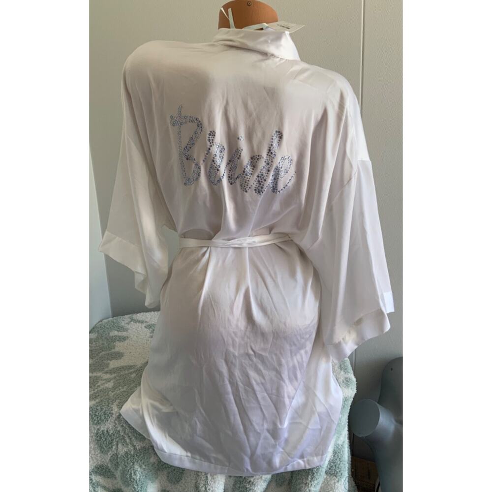 Victoria’s Secret Robe Bride Bridal Collection One Size White Blue Satin Feel